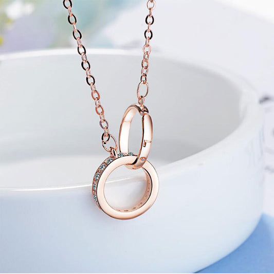 Double Ring Necklace Female Zircon Jewelry 1622267690354