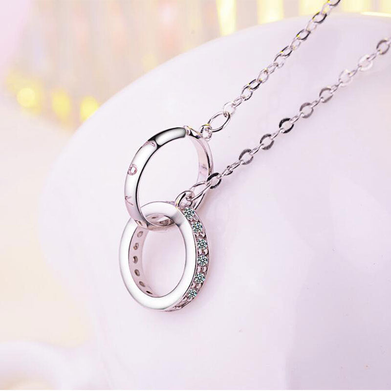 Double Ring Necklace Female Zircon Jewelry 1622267690358