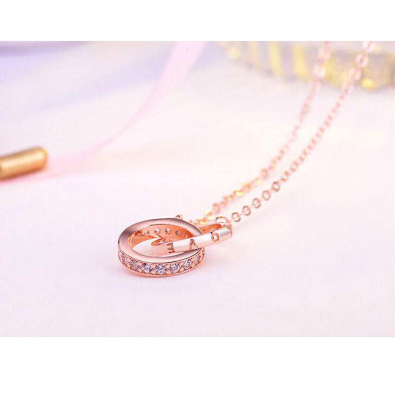 Double Ring Necklace Female Zircon Jewelry 1622267690371