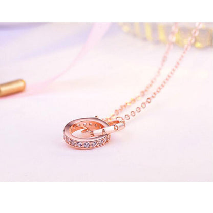 Double Ring Necklace Female Zircon Jewelry 1622267690371