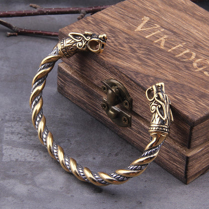 Raven Nordic Viking War Ins Male Ssangyong Domineerin Fashion Wolf Head Retro Bracelet 1622277585419