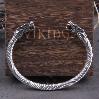 Raven Nordic Viking War Ins Male Ssangyong Domineerin Fashion Wolf Head Retro Bracelet 1622277585424