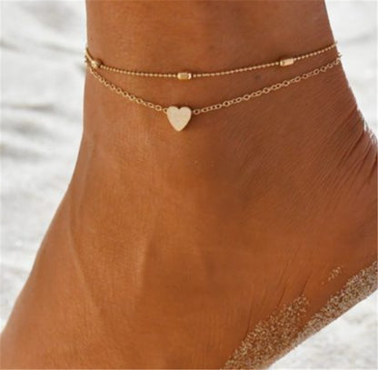 Popular Set Of Three Sets Of Fishbone Chain Crystal Double-sided Diamond Anklet 1622286922352