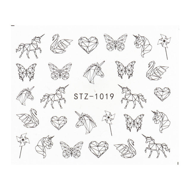 Ins Retro Face Black Line Nail Watermark Sticker French Art Nails 1622358941648