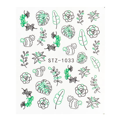 Ins Retro Face Black Line Nail Watermark Sticker French Art Nails 1622358941927