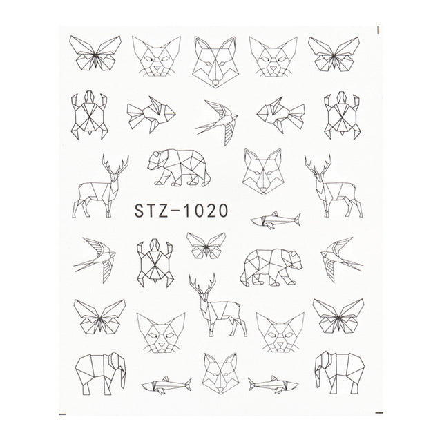 Ins Retro Face Black Line Nail Watermark Sticker French Art Nails 1622358941934