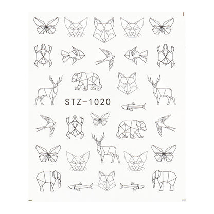 Ins Retro Face Black Line Nail Watermark Sticker French Art Nails 1622358941934