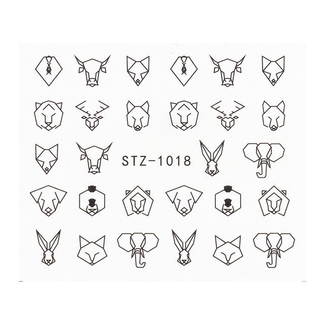 Ins Retro Face Black Line Nail Watermark Sticker French Art Nails 1622358941944