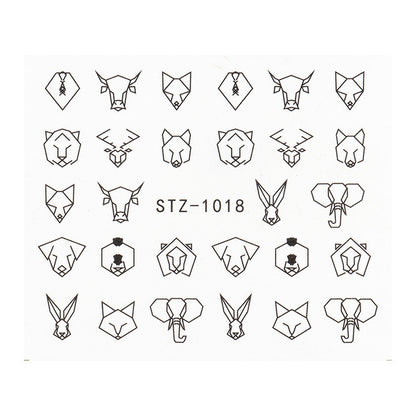 Ins Retro Face Black Line Nail Watermark Sticker French Art Nails 1622358941944