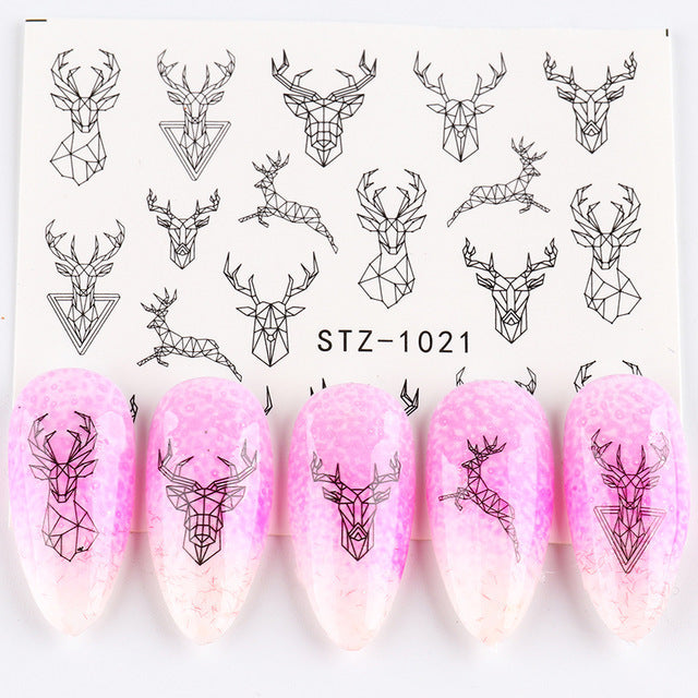 Ins Retro Face Black Line Nail Watermark Sticker French Art Nails 1622358941979