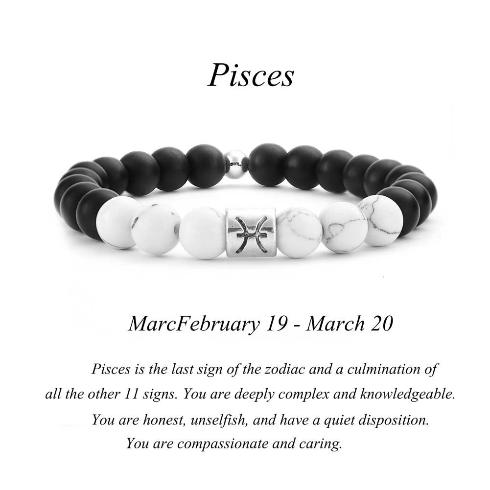 Frosted Black Agate White Turquoise Couple Bracelets For Men And Women Beads Bracelets 12 Constellation Bead Bracelets 162236
