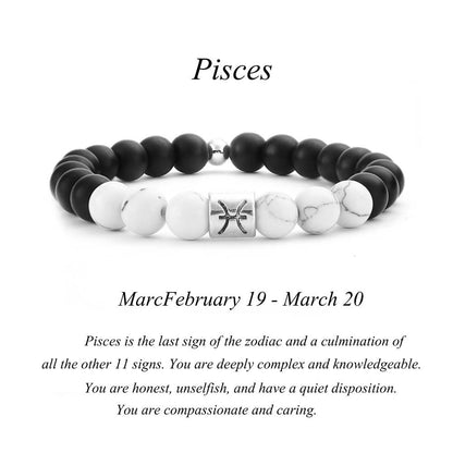 Frosted Black Agate White Turquoise Couple Bracelets For Men And Women Beads Bracelets 12 Constellation Bead Bracelets 162236