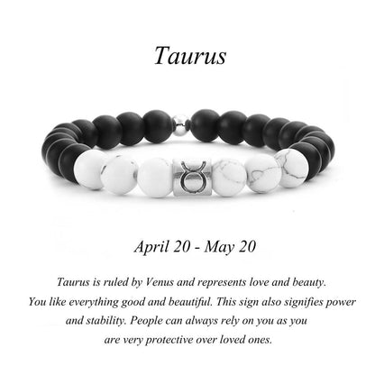 Frosted Black Agate White Turquoise Couple Bracelets For Men And Women Beads Bracelets 12 Constellation Bead Bracelets 162236