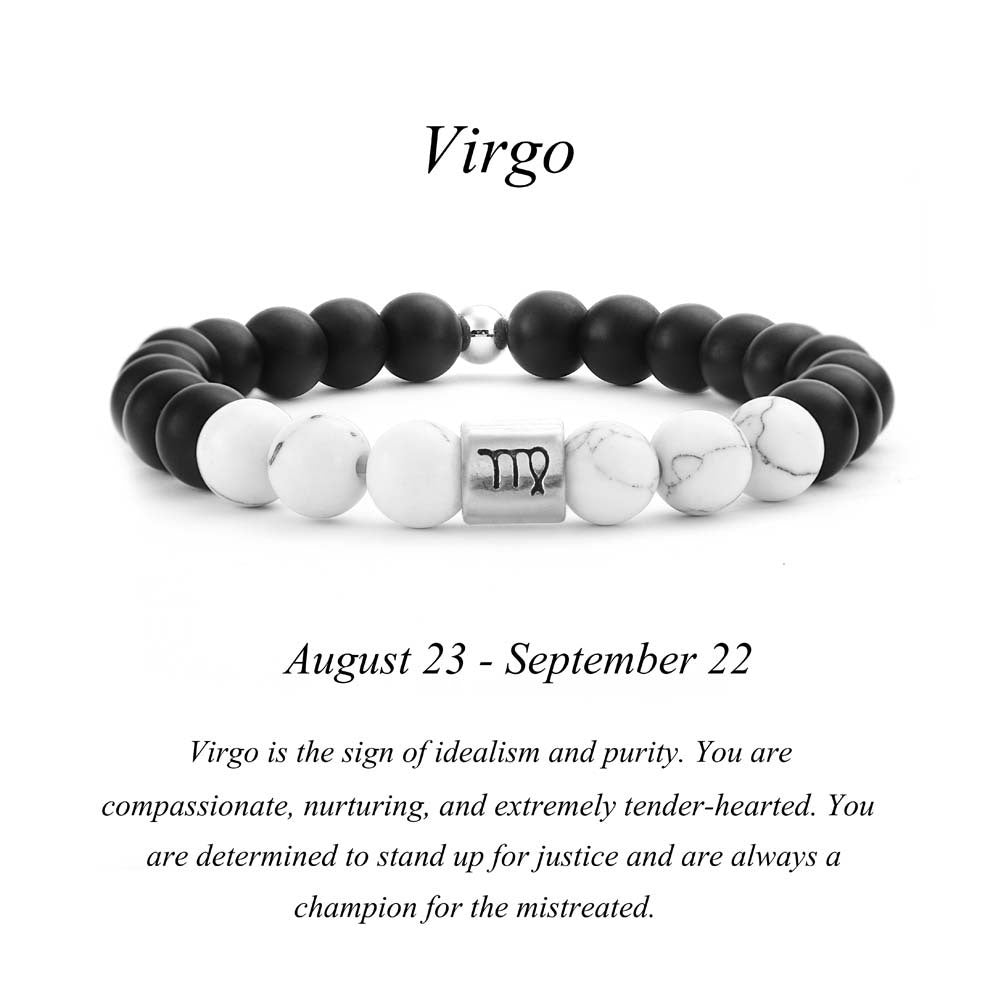 Frosted Black Agate White Turquoise Couple Bracelets For Men And Women Beads Bracelets 12 Constellation Bead Bracelets 162236