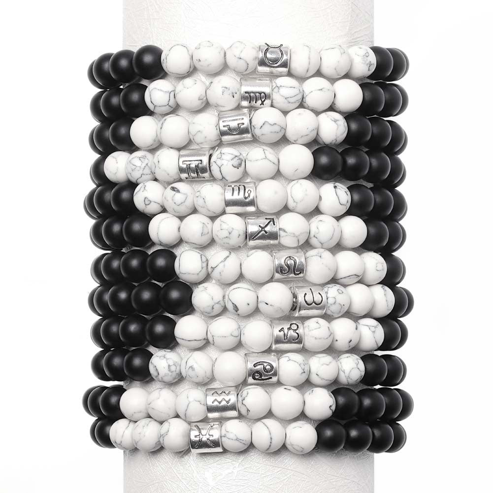 Frosted Black Agate White Turquoise Couple Bracelets For Men And Women Beads Bracelets 12 Constellation Bead Bracelets 162237