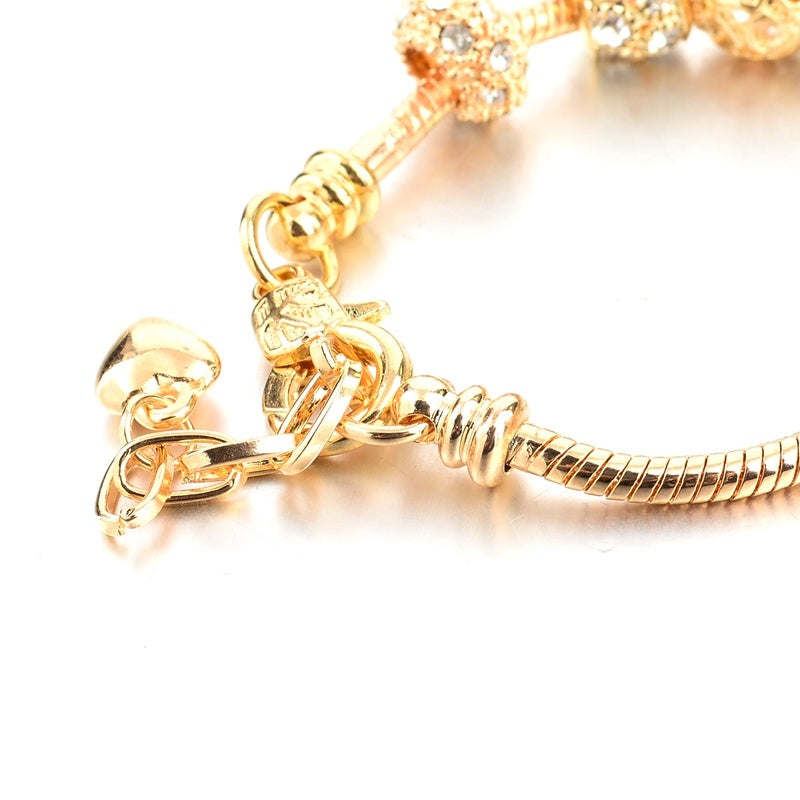 Creative Hollow Peach Heart Beaded Bracelet 1622431307364