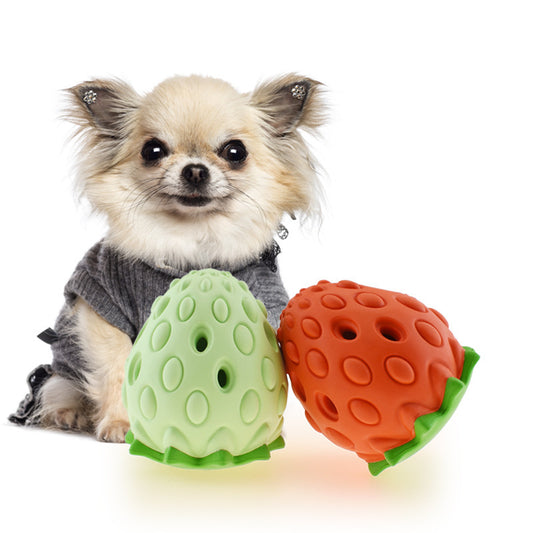 Pet Dog Bite Resistant Strawberry Leaking Ball Toy 1622456229925