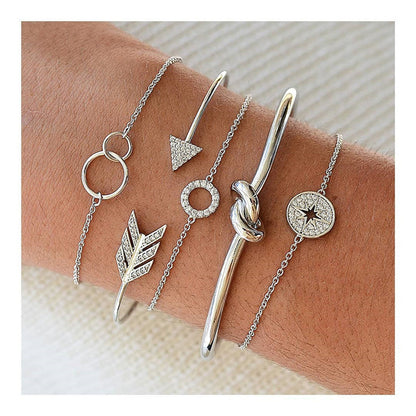 Personality knotted ring circle diamond arrow bracelet 1622463792495