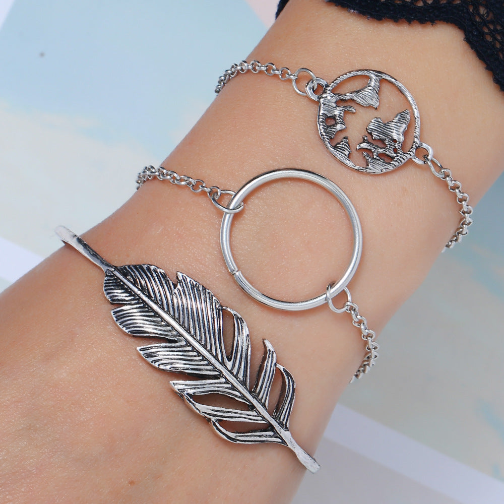 Personality knotted ring circle diamond arrow bracelet 1622465054874