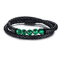 Classic High Quality Genuine Stainless Steel Leather Men's Bracelet, Natural Stone Hand-woven Bracelet 1622525505135