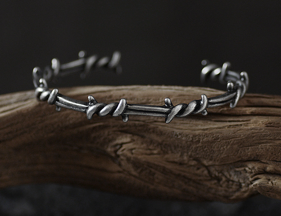 Men'S Bracelet Cuffs Twist Thorn Line Pulse Titanium Steel Geometric Bracelet Jewelry Viking Bracelet 1622614414556