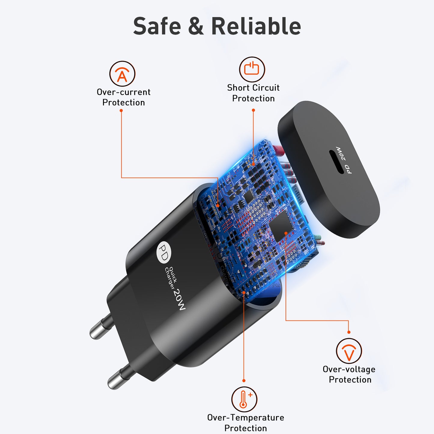 PD20W Mobile Phone Charger 9V-2.2A Type-c Interface 20W Fast Charge Charging Head - 图片 3
