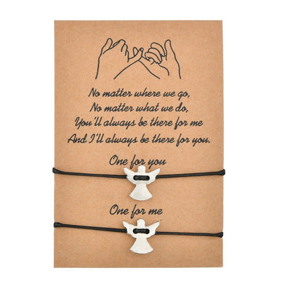Simple Retro Round Bead Wax Thread Woven Couple Card Bracelet 1622725503416