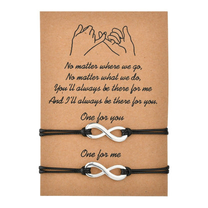 Simple Retro Round Bead Wax Thread Woven Couple Card Bracelet 1622725514446