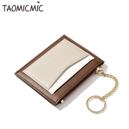 Stitching Ladies Wallet Multi-Card Position Zipper Card Case Keychain Small Wallet Ladies Coin Purse 1622800748476
