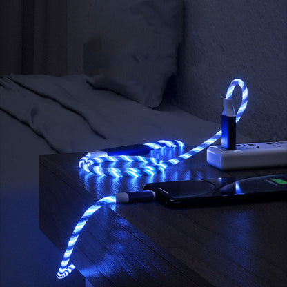 3 In 1 Micro USB Type C Cable LED Flowing Light Type C Chager Cable Mobile Phone Charging Wire - HD Wireless Product #2