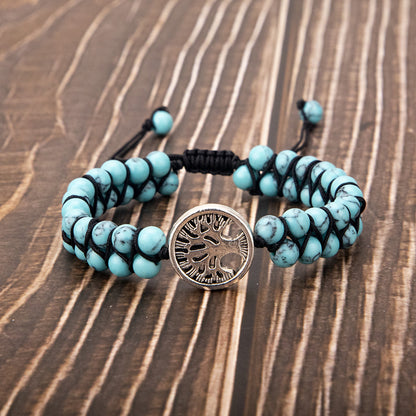 Original 6MM Double Row Natural Stone Tree Of Life Spiritual Energy Yoga Bracelet Handmade Beaded Meditation Bracelet 1622888
