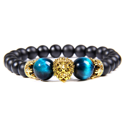 Natural Sapphire Blue Tiger Eye Gem Bead Bracelet Lion King Beaded Jewelry 1622956655195