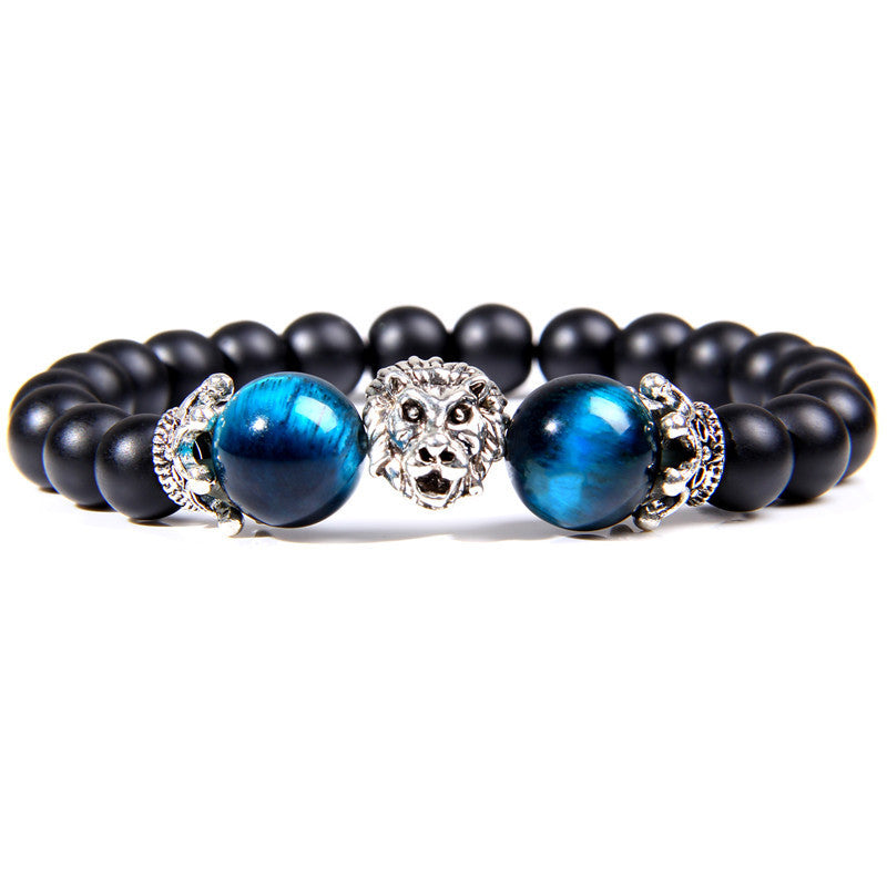 Natural Sapphire Blue Tiger Eye Gem Bead Bracelet Lion King Beaded Jewelry 1622956655201