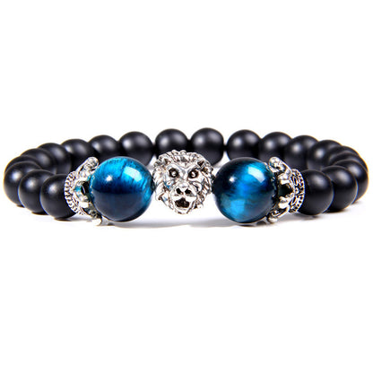 Natural Sapphire Blue Tiger Eye Gem Bead Bracelet Lion King Beaded Jewelry 1622956655201