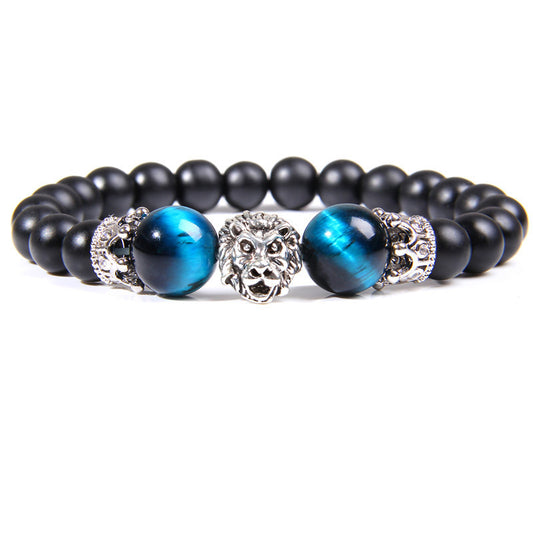 Natural Sapphire Blue Tiger Eye Gem Bead Bracelet Lion King Beaded Jewelry 1622956655202