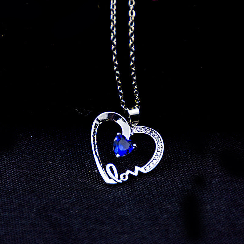 Peach Heart Lettering Pendant I Love You Mom Mother's Day Gift Clavicle Chain 1623121826014
