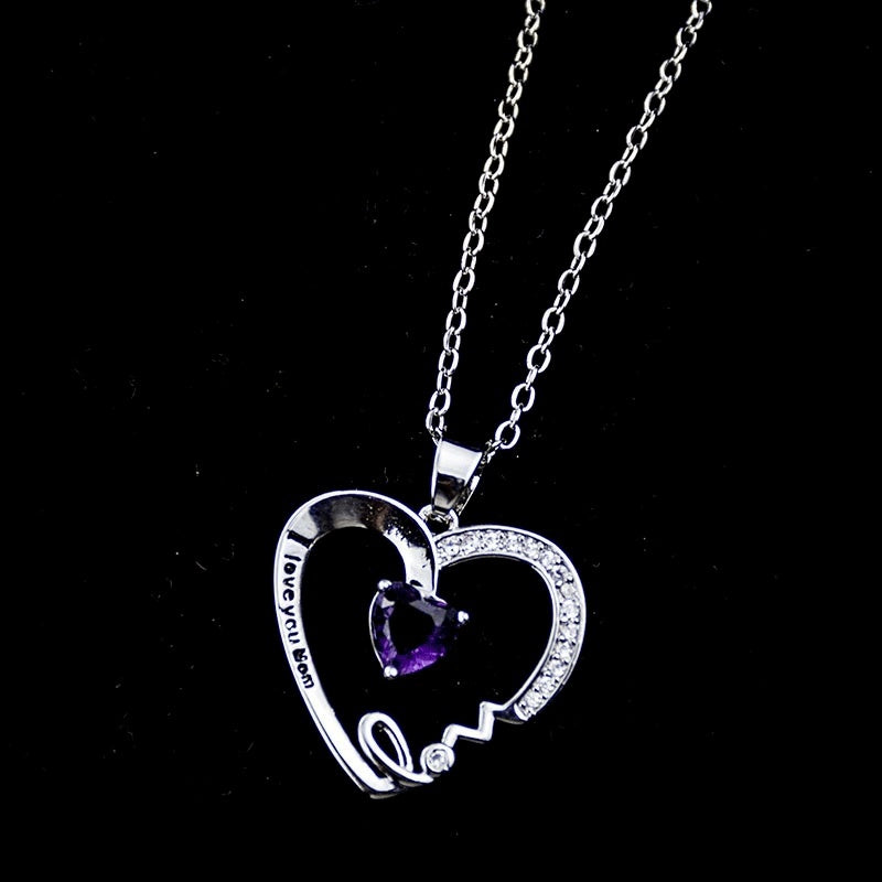 Peach Heart Lettering Pendant I Love You Mom Mother's Day Gift Clavicle Chain 1623121826018