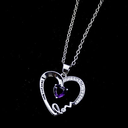 Peach Heart Lettering Pendant I Love You Mom Mother's Day Gift Clavicle Chain 1623121826018