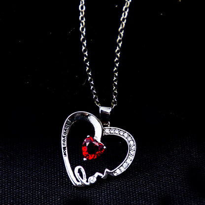 Peach Heart Lettering Pendant I Love You Mom Mother's Day Gift Clavicle Chain 1623121833942