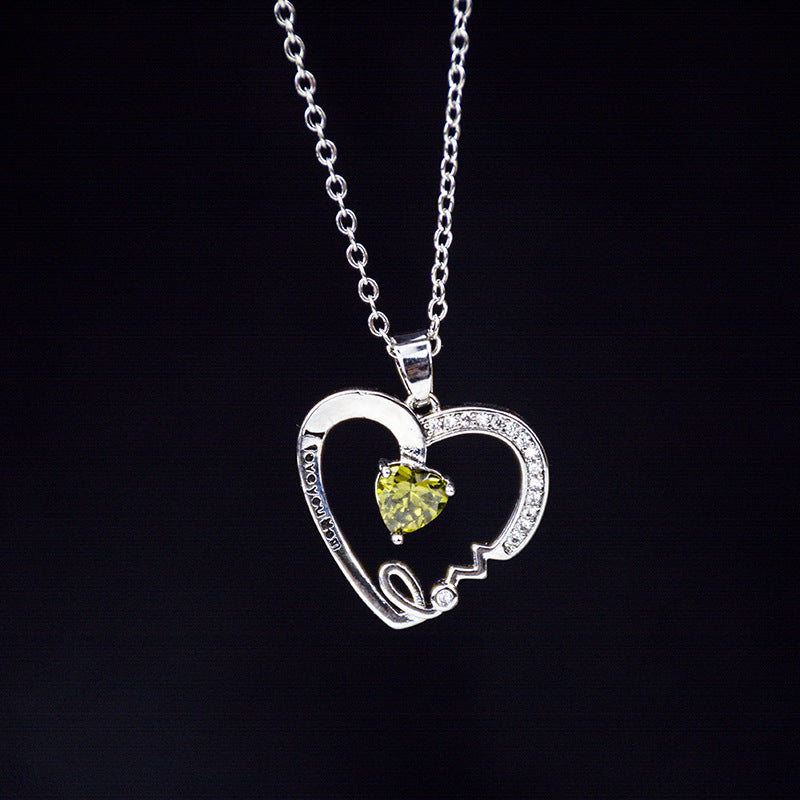 Peach Heart Lettering Pendant I Love You Mom Mother's Day Gift Clavicle Chain 1623121842607