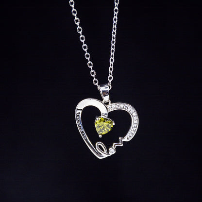 Peach Heart Lettering Pendant I Love You Mom Mother's Day Gift Clavicle Chain 1623121842607