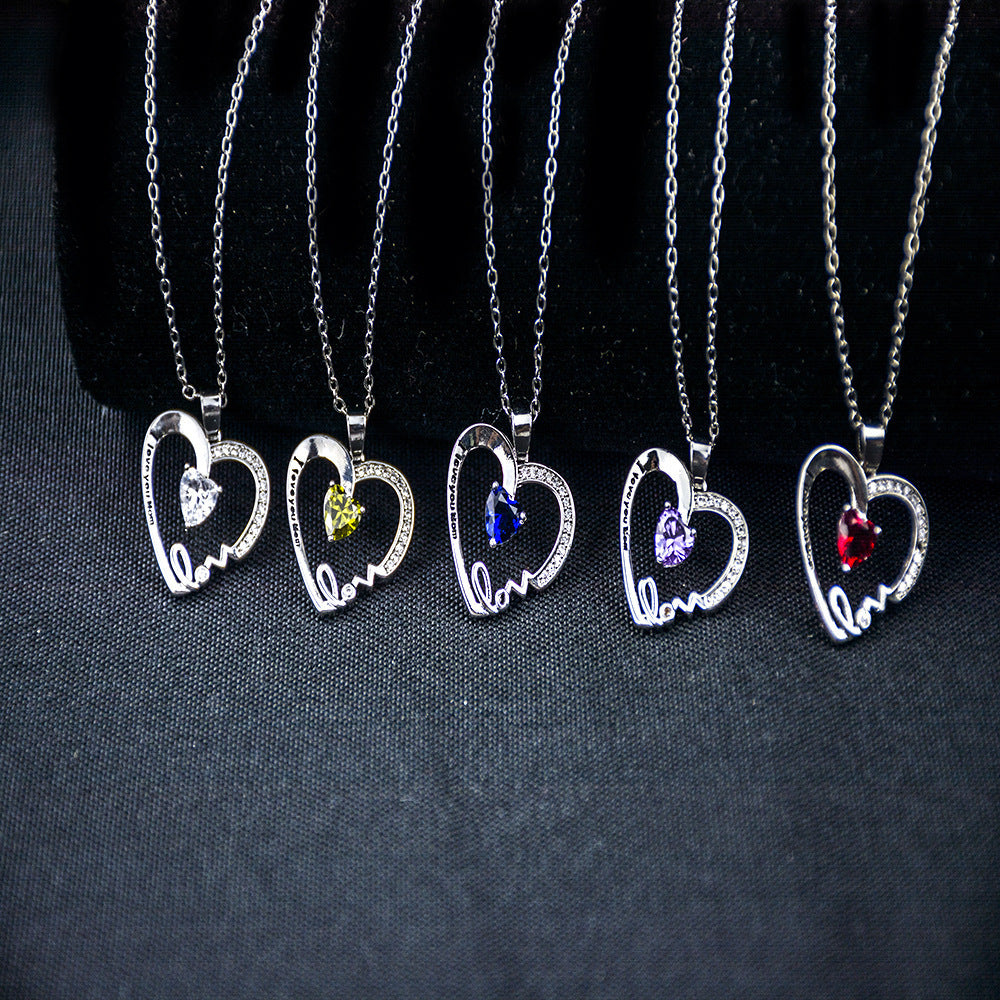 Peach Heart Lettering Pendant I Love You Mom Mother's Day Gift Clavicle Chain 1623121867663