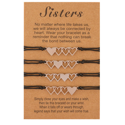 Card Bracelet  Creative Stainless Steel Heart Shaped Braided Bracelet 4-Piece Set 1623215825052