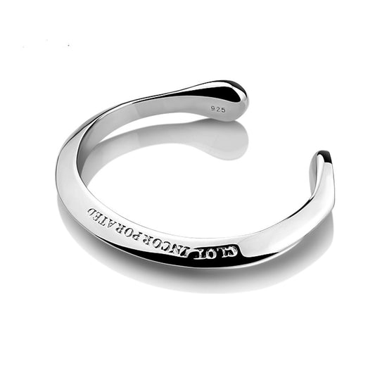 925 Sterling Silver Bracelet Male And Female Students Japanese And Korean Version Of Card SeriesBracelet Simple Edge Silver Bracelet Gift - HD Wireless Product #1