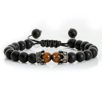 Black Lava Stone Crown Charm Tiger Eye Beads Bracelet 1623312529144 6fda461f 977b 416d aec0 5190103da2b3