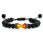 Black Lava Stone Crown Charm Tiger Eye Beads Bracelet 1623312529145