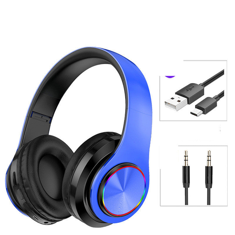 LED Wireless Bluetooth Headphones Gaming Headsets Sport Earphone With Support TF Card Colorful Breathing Lights 1623381877002