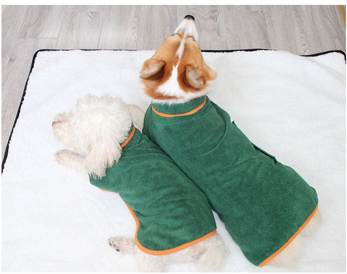 Pet Puppy Clothes Bathing Robe Neck Pet Clothes Tucked Waist Dog Shirts 1623475191381