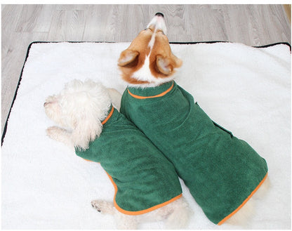 Pet Puppy Clothes Bathing Robe Neck Pet Clothes Tucked Waist Dog Shirts 1623475191381