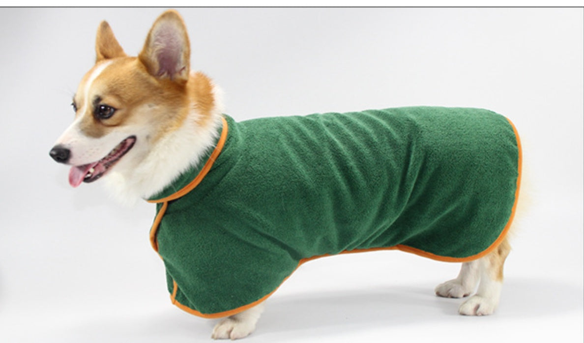 Pet Puppy Clothes Bathing Robe Neck Pet Clothes Tucked Waist Dog Shirts 1623475191384